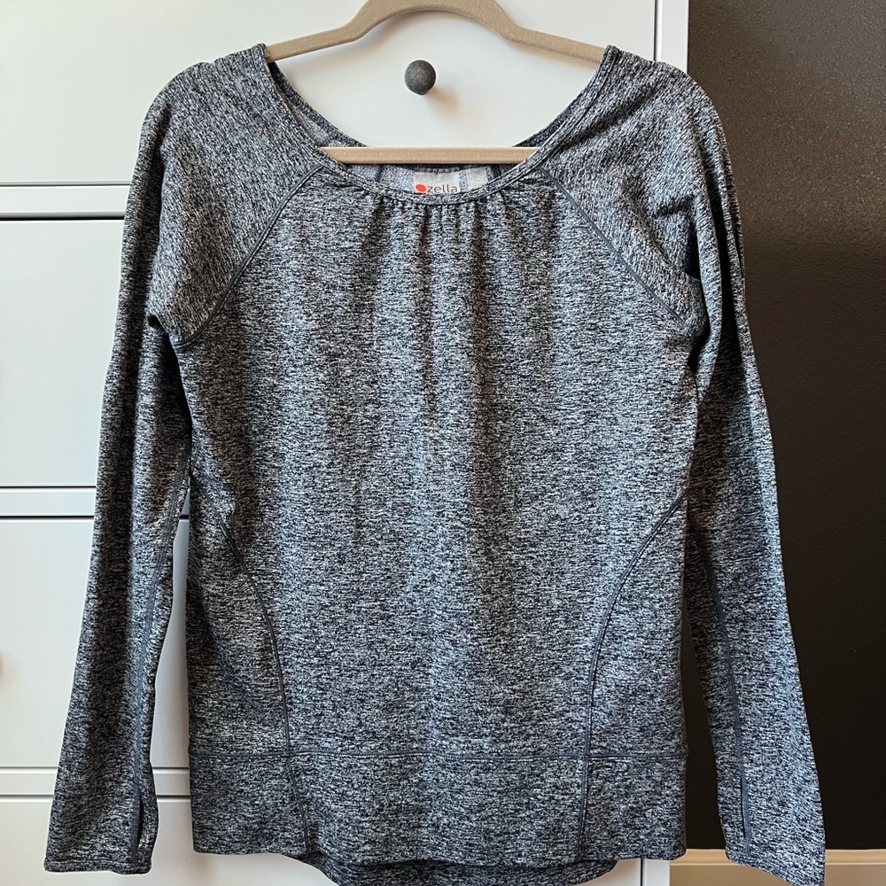 Zella Heathered Gray Long Sleeve Sweatshirt Top small